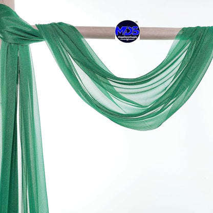 MDS Halloween Chiffon Draping Fabric - 2 Panel, 30" Wide x 40ft Long - Sheer Spooky Arbor & Canopy Drapery for Haunted House Backdrops, Party Ceilings, DIY Costumes & Themed Events - Emerald Green