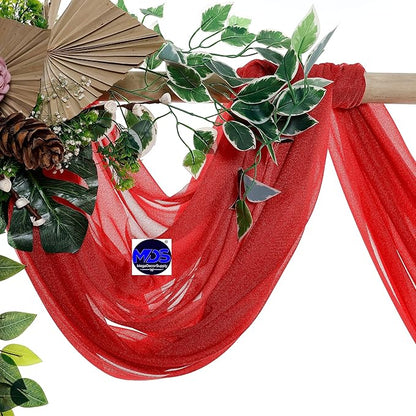 MDS Halloween Chiffon Draping Fabric - 2 Panel, 30" Wide x 20ft Long - Sheer Spooky Arbor & Canopy Drapery for Haunted House Backdrops, Party Ceilings, DIY Costumes & Themed Events - Red