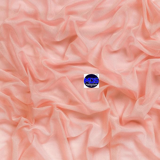 MDS Halloween Chiffon Draping Fabric - 2 Panel, 30" Wide x 40ft Long - Sheer Spooky Arbor & Canopy Drapery for Haunted House Backdrops, Party Ceilings, DIY Costumes & Themed Events - Peach